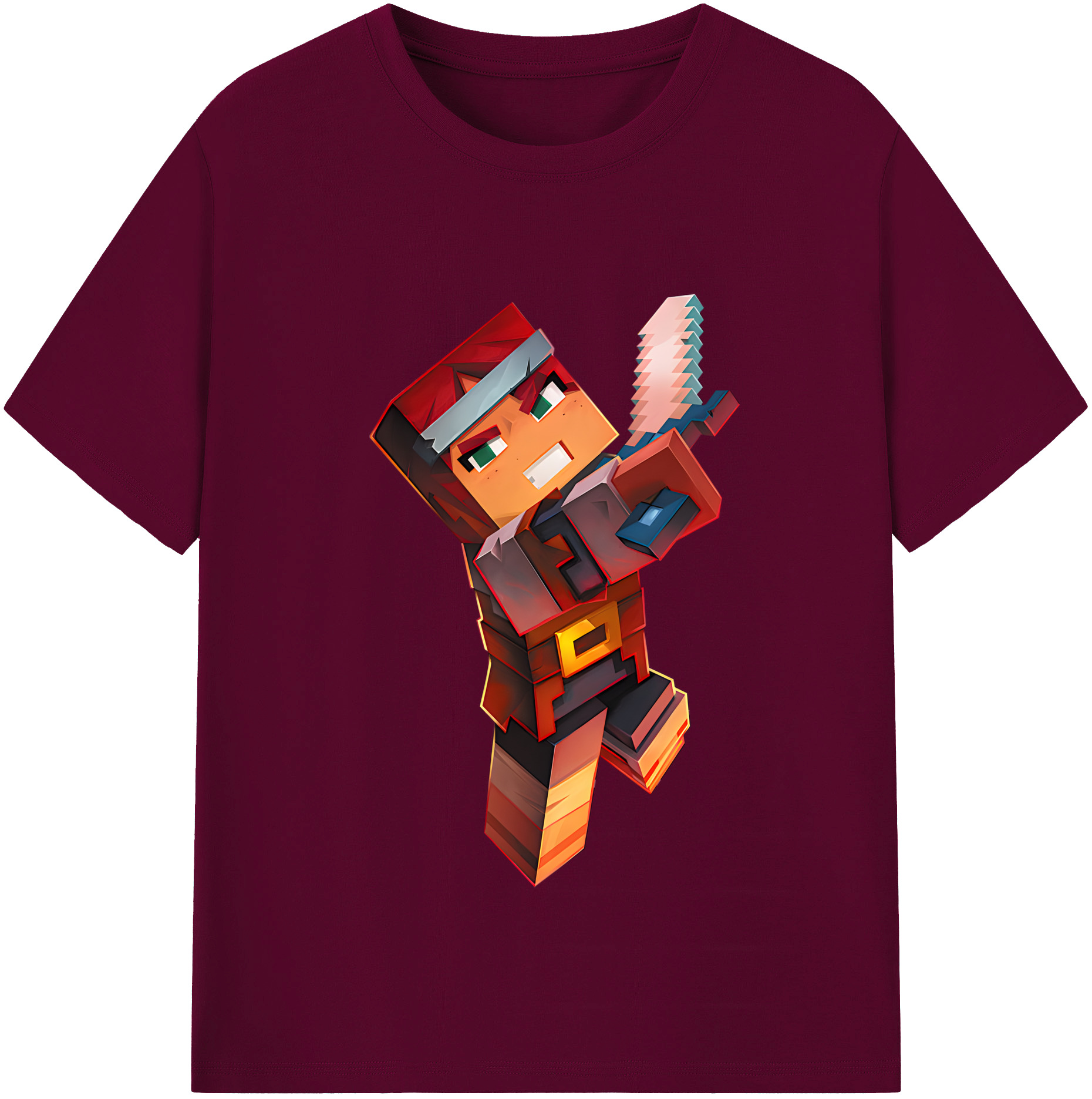 （画像用） マインクラフト ブロックの世界 Minecraft MC Block world レディースカジュアルプリントTシャツ（綿100％）